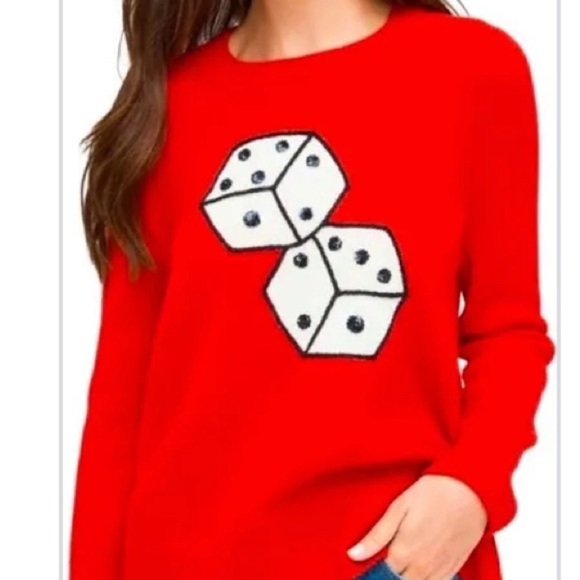 Kate Spade Red Sweater with Dice Design - Picture 1 of 11